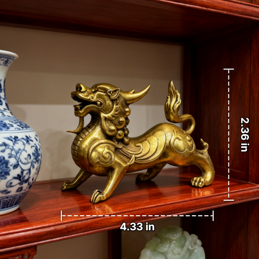 Brass Pixiu Statue | Feng Shui Wealth & Protection Symbol | Autumn Dorm Decor, Halloween Display and Holiday Prosperity Gift