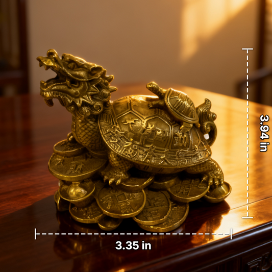 Brass Dragon Turtle Statue | Feng Shui Wealth & Protection Symbol | Solid Brass Figurine | Autumn & Holiday Gift