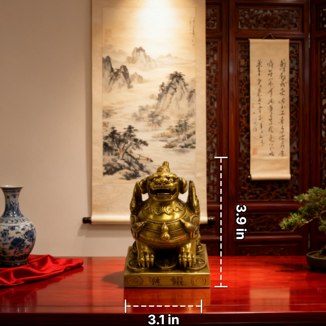 Large Brass Pixiu Statue – Feng Shui Wealth Guardian, Prosperity & Protection Decor