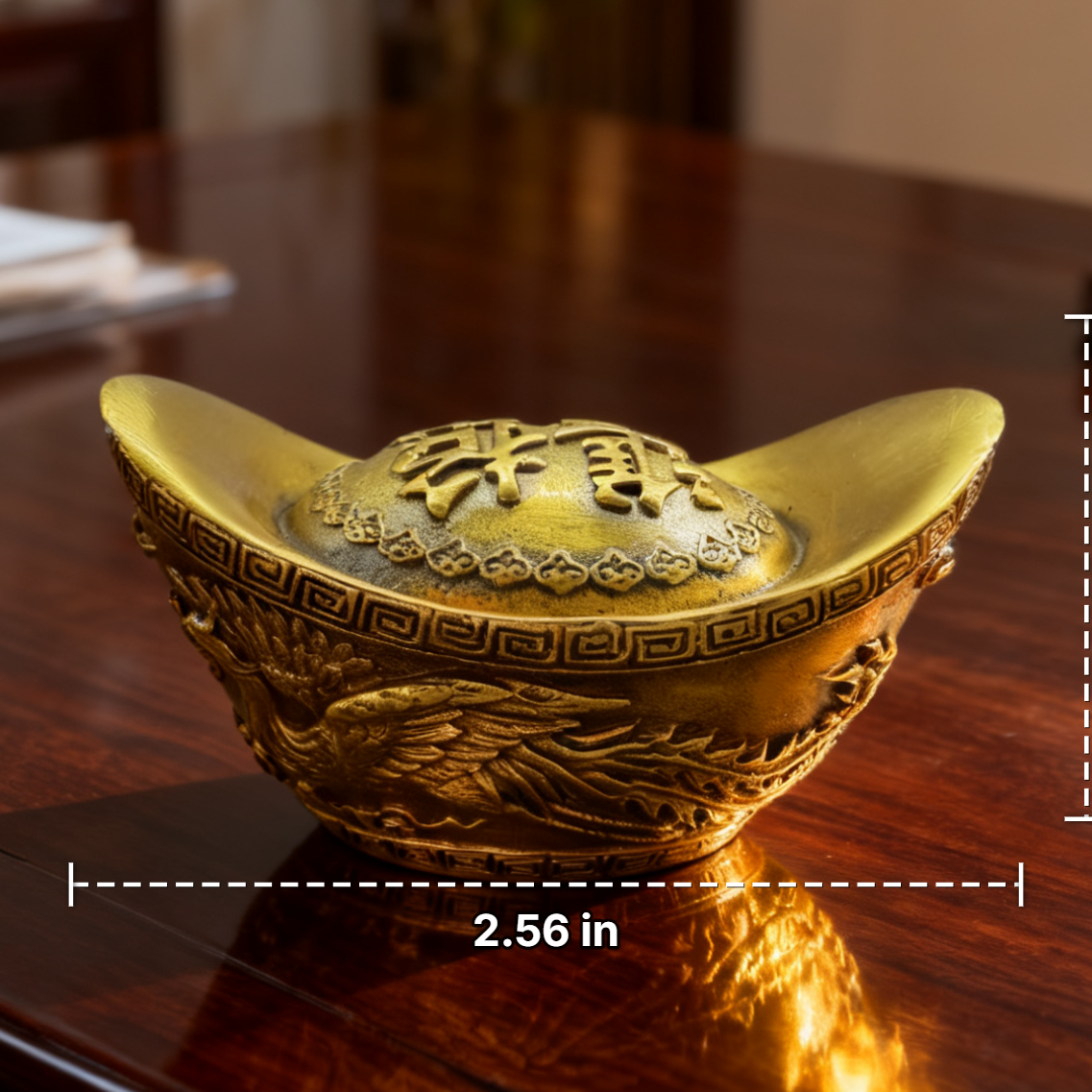 Brass Yuanbao Gold Ingot – Feng Shui Wealth & Luck Symbol | Prosperity Gift & Home Decor