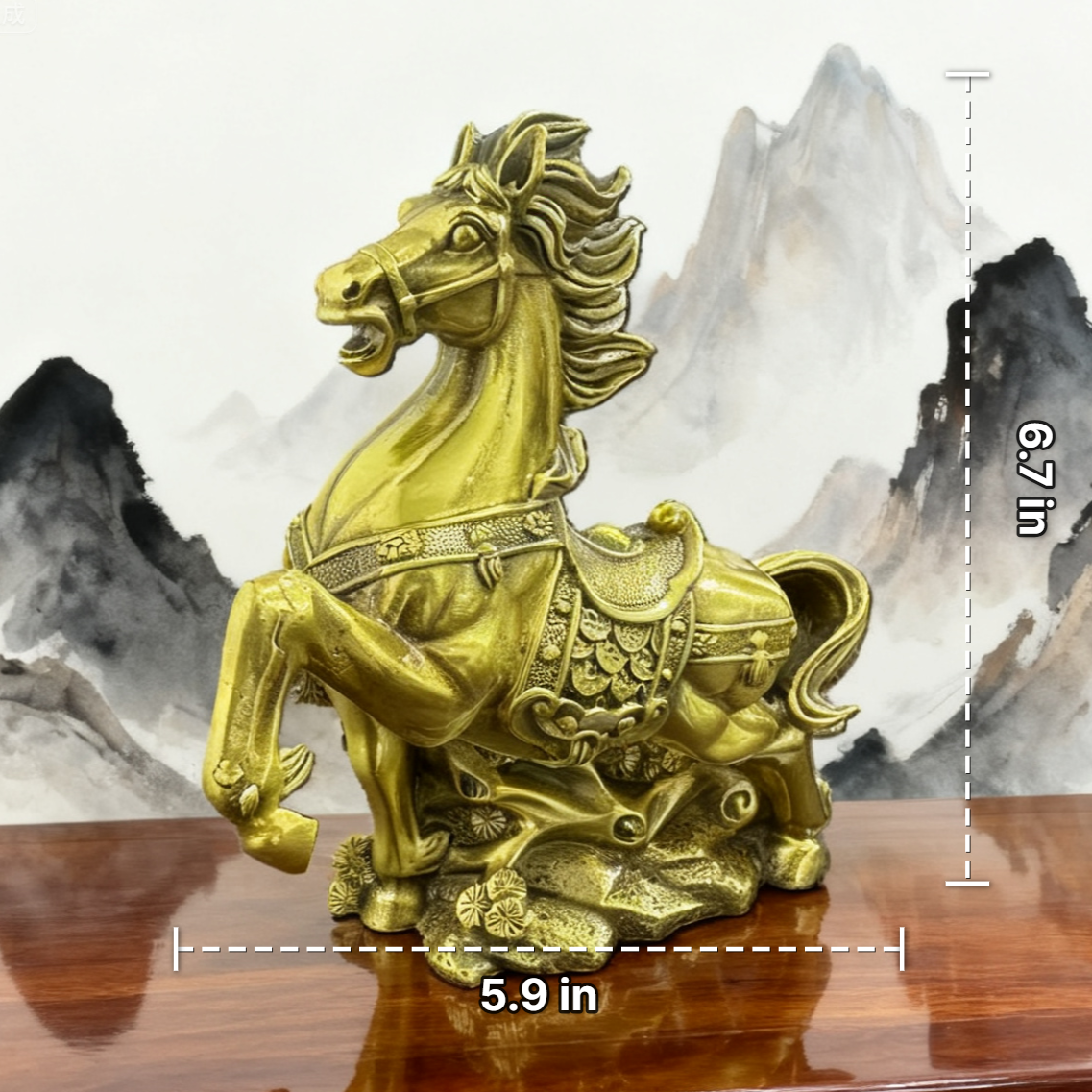 Solid Brass Horse Statue – Feng Shui Symbol of Strength, Ambition & Prosperity