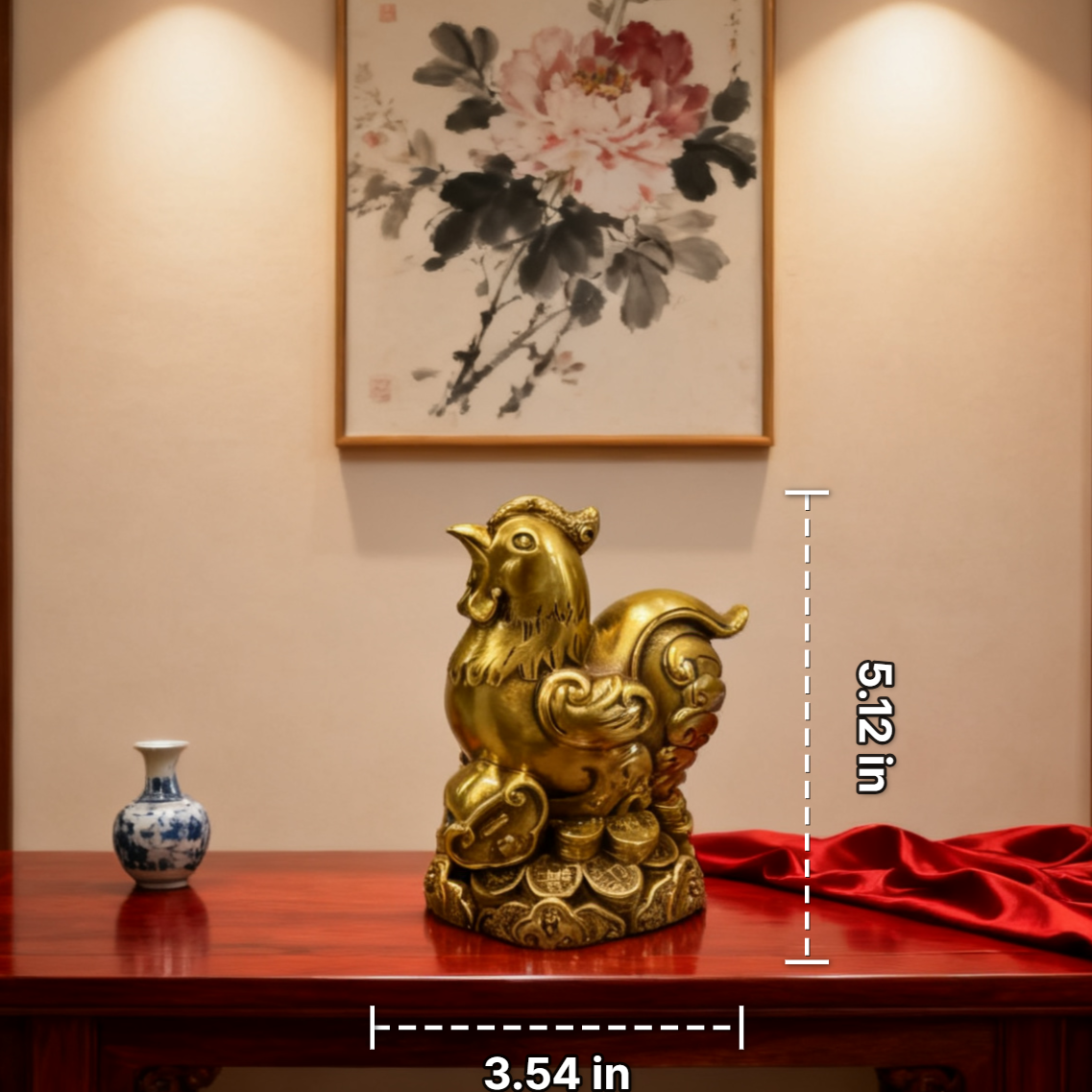 Brass Zodiac Rooster Statue – Feng Shui Success & Clarity Decor